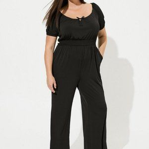 Torrid Black Studio Knit Balloon Sleeve Jumpsuit - 6/6X